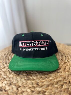 Milano Hat Co. Vintage Interstate Hat #1 In Batteries Snapback Black Green Mens